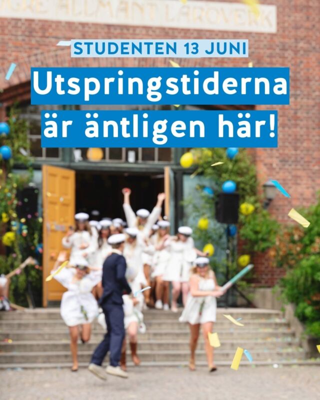 Utspringstiderna för studenten 2025 är här! 🥳☀️
Vi ser fram emot att fira denna dag tillsammans med alla våra studenter 🎉
Tiderna finns på hemsidan, länk i profilen.

#ystadgymnasium #studenten2025 #studenten #gymnasieval